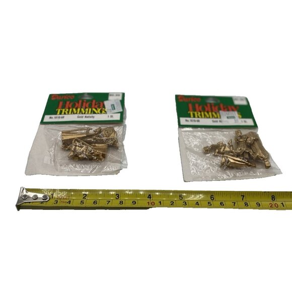 Vintage Miniature Gold Nativity Set Darice Holiday Trimmings NIP Tiny Lot of 2 - Picture 4 of 10